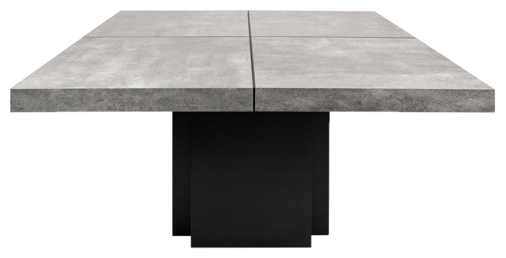 Contemporary Large Square Wood Dining Table, Faux Concrete