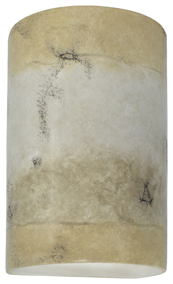 Ambiance, Small Cylinder, Closed Top, Outdoor, Wall Sconce, Greco Travertine