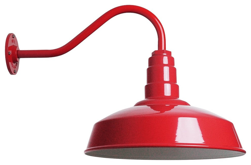 Short Neck Barn Lighting - The Gardena Farmhouse Style Steel Light, Red