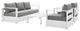 Tahoe Outdoor Patio Powder-Coated Aluminum 4-Piece Set, White Gray