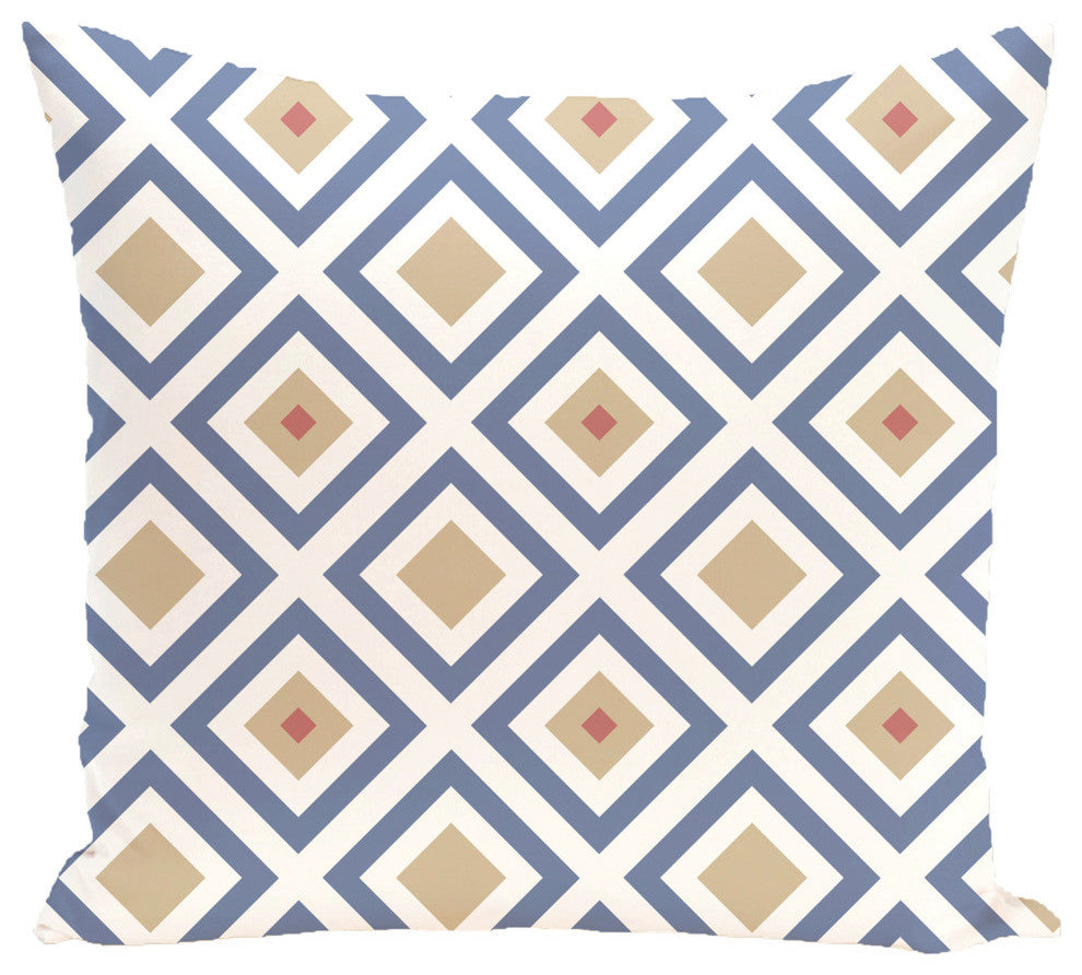 Diamond Mayhem Geometric Print Outdoor Pillow, Cadet, 20"x20"