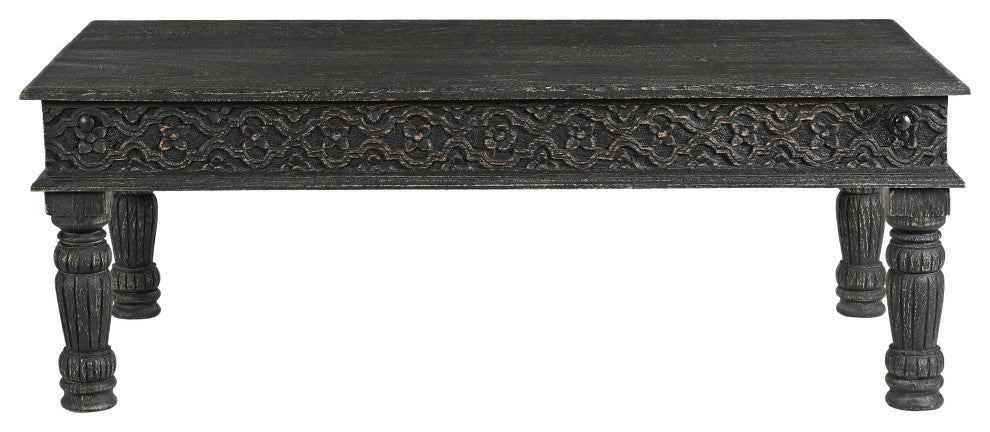 Wiley Carved Coffee Table, Black