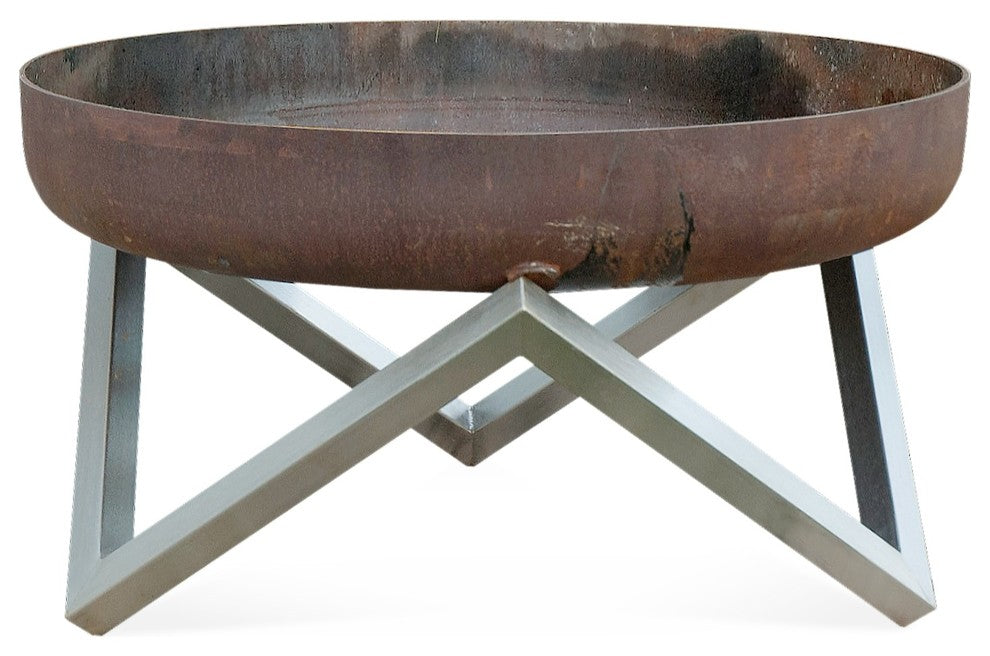 Memel Modern Outdoor Patio Steel Fire Pit, Medium