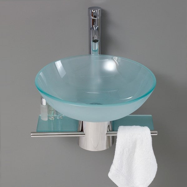 Cristallino Modern Glass Bathroom Vanity With Frosted Vessel Sink-FFT3072BN