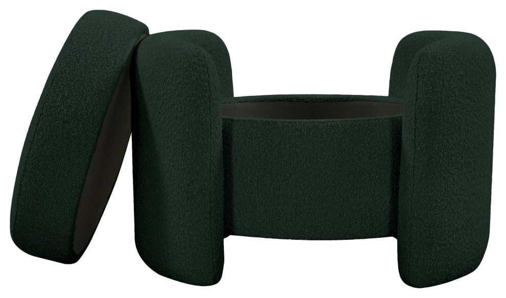 Horizon Boucle Fabric Upholstered Ottoman, Green