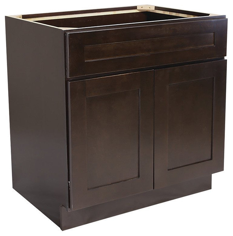 Classic Pantry Cabinet, Paneled Doors With Soft-Close Hinges & Drawer, Espresso