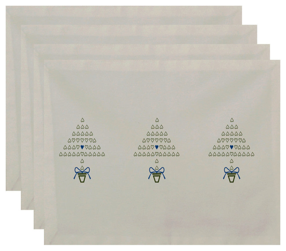 Hearty Holidays, Holiday Print Placement, Ivory And Cream, Set of 4