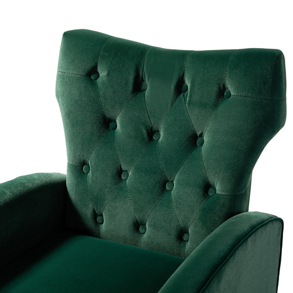 Accent Wingback Chair With Button Tufted Back, Green
