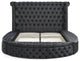 Better Home Products Elizabeth Upholstered Round Storage King Bed in Black
