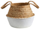 Nearly Natural 14" Boho Chic Handmade Cotton and Jute White Woven Planter