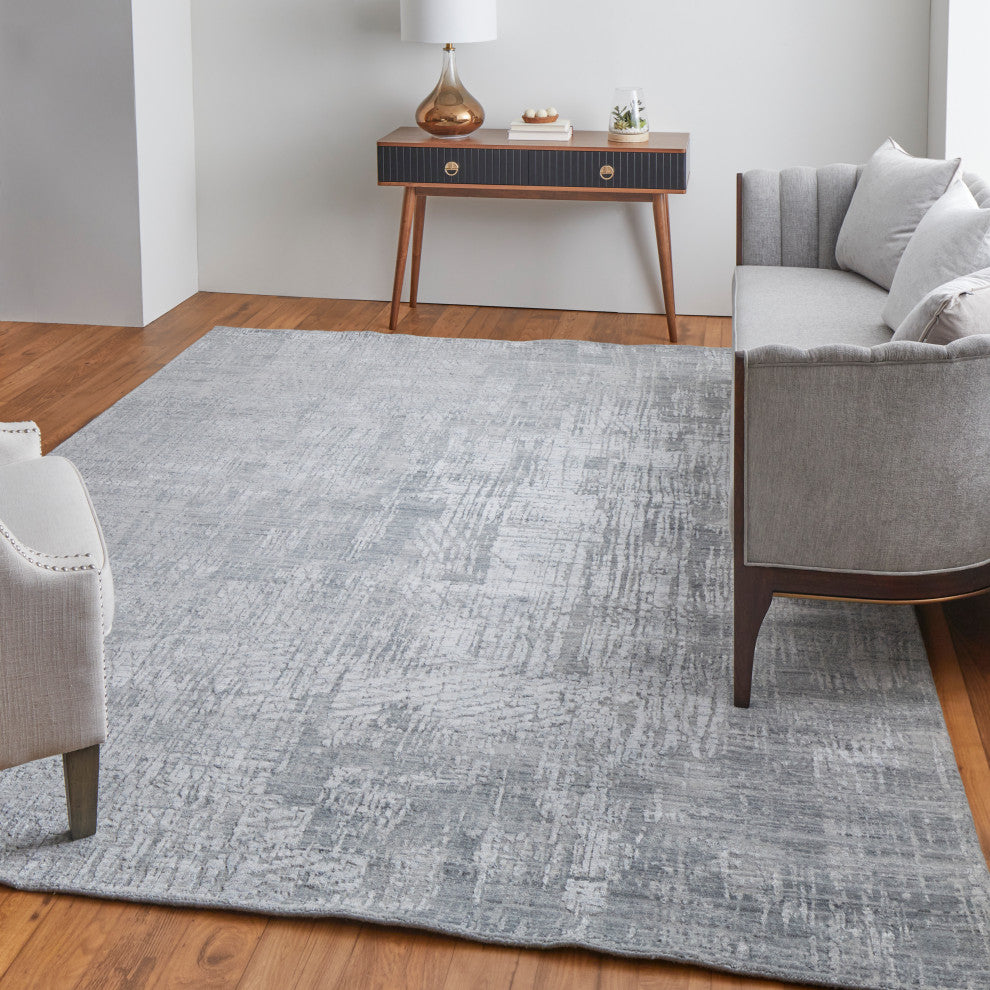 Kinton Modern Abstract, Blue/Silver, 2'6"x8' Runner