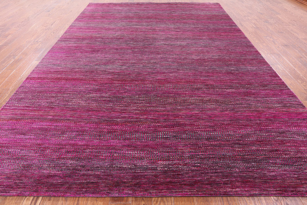 8' 11" X 12' 2" Super Savannah Gabbeh Hand-Knotted Wool and Silk Rug Q6099