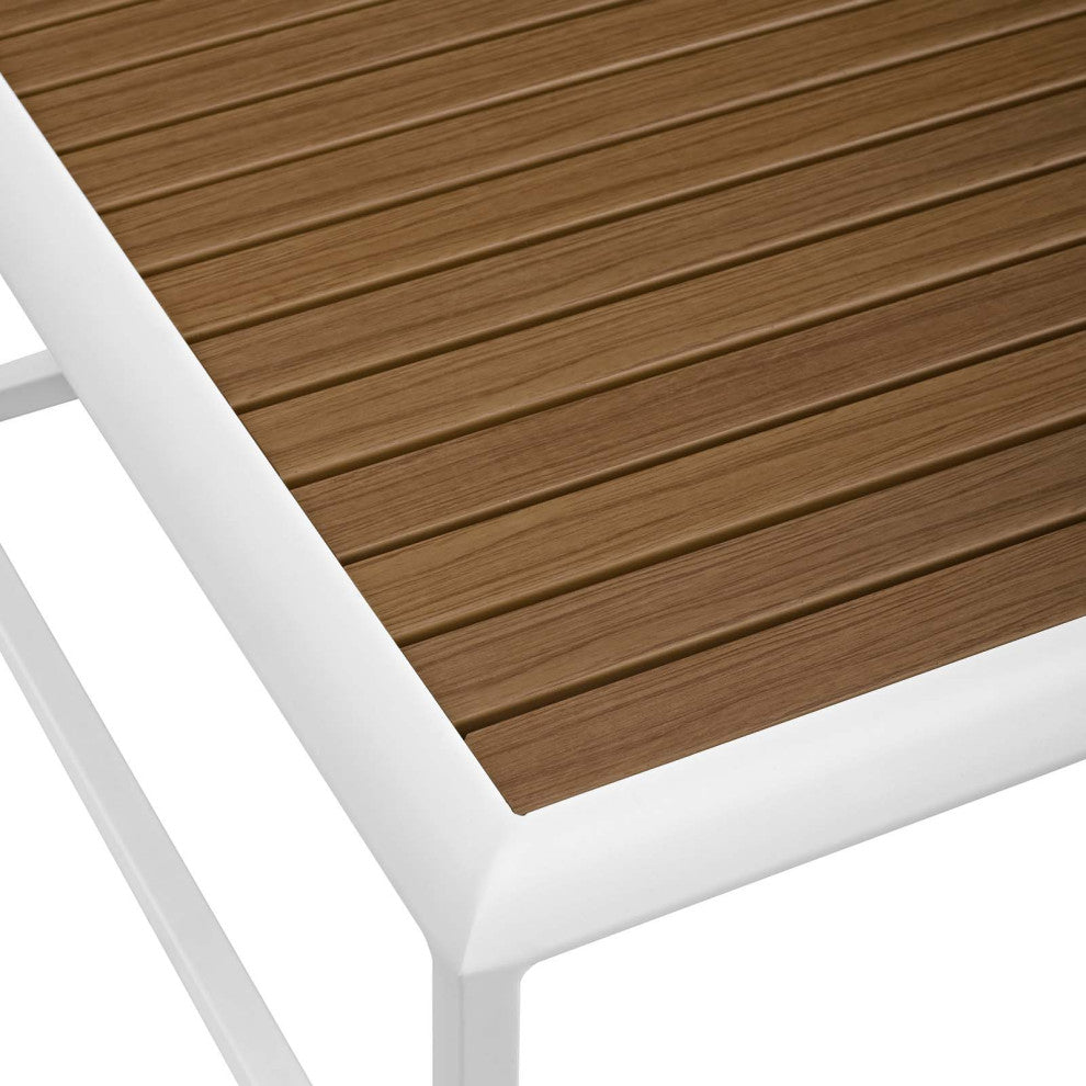 Stance Outdoor Patio Aluminum Coffee Table, White Natural