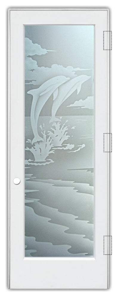 Interior Prehung Door or Interior Slab Door - Dolphins Leaping - Primed -...