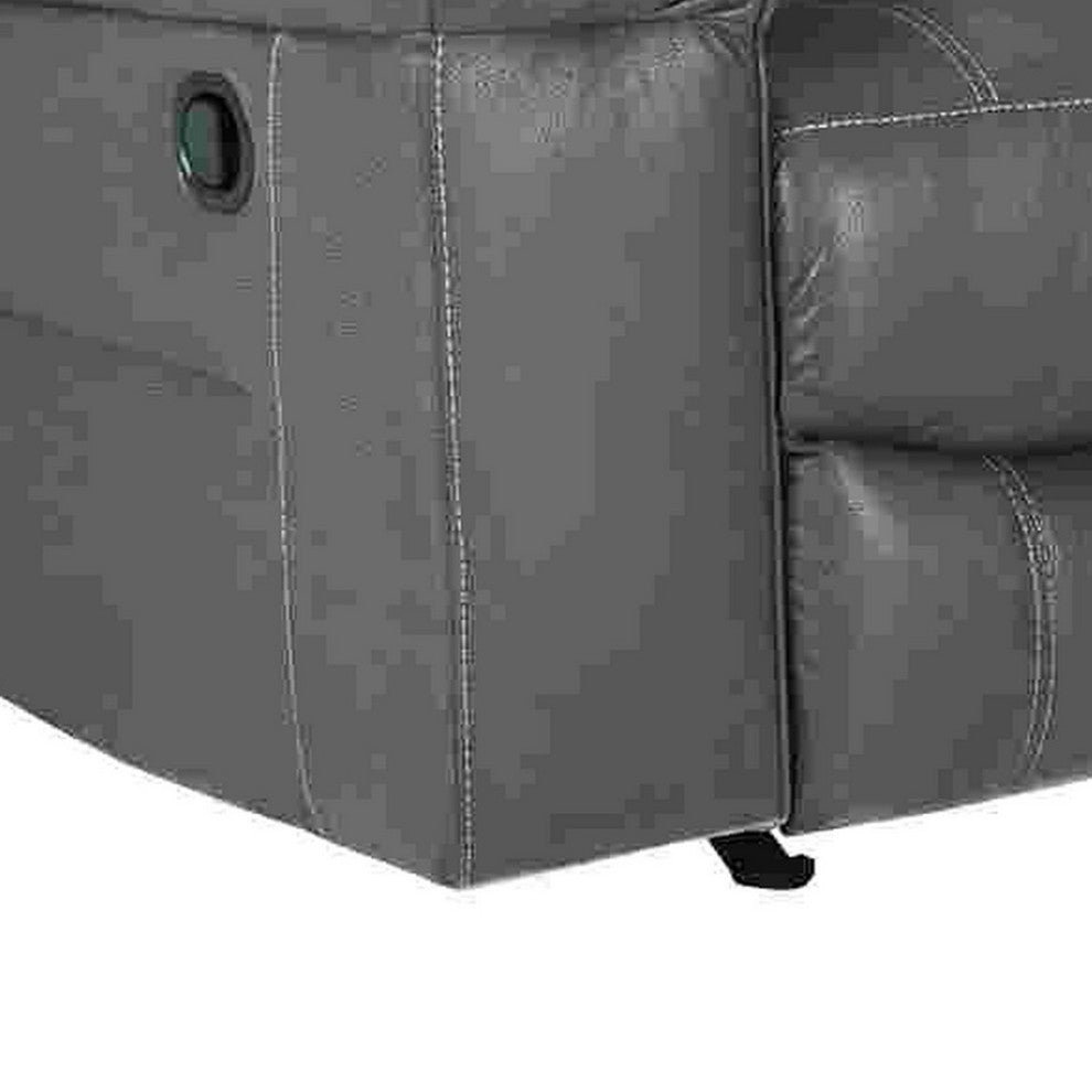 Benzara BM263447 Rocker Recliner With Pull Tab Reclining Motion, Dark Gray