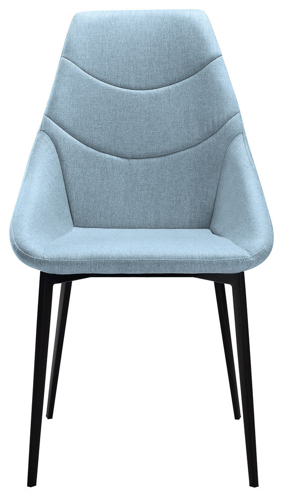 Bordeaux Dining Chair, Matte Black Finish and Blue Fabric, Set of 2