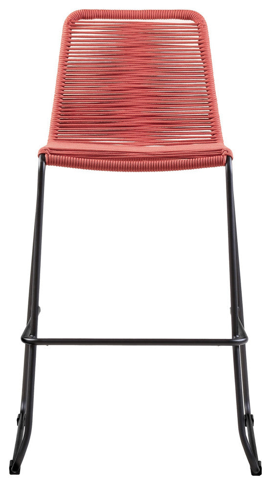 Shasta 26" Outdoor Metal and Brick Red Rope Stackable Counter Stool, Set of 2