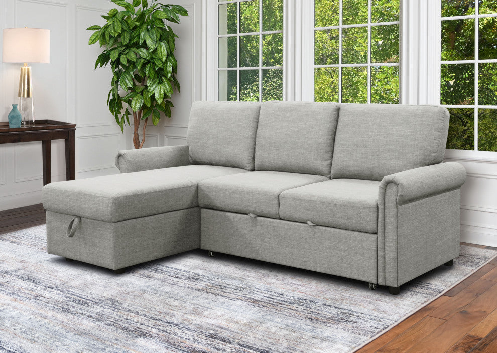 Harding Storage Sofa Bed Reversible Sectional, Heather Gray
