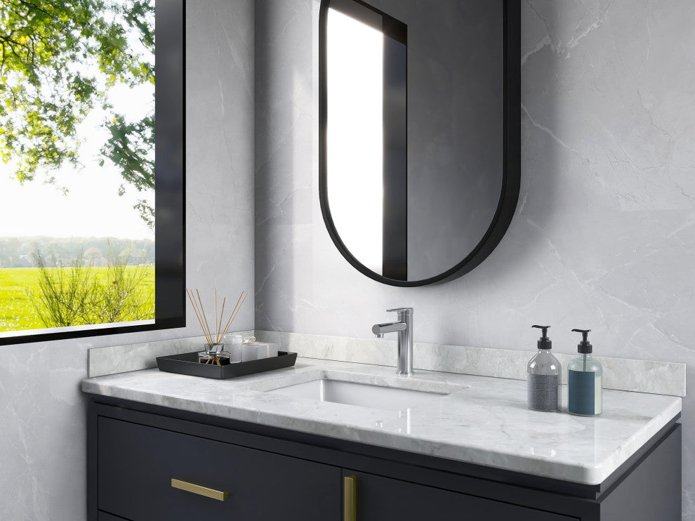 White Ceramic Rectangular Lavatory Undermount Bathroom Sink with Overflow