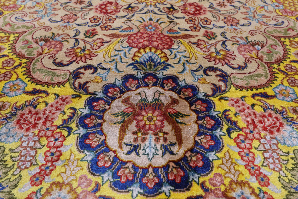 7' 0" X 10' 0'' High End Persian 100% Silk Hand Knotted Rug Q4776