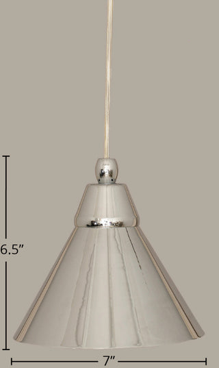 Cord Mini Pendant, Chrome/Chrome Cone Metal Shade