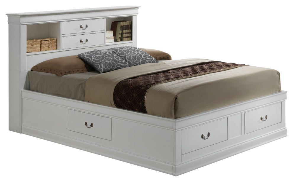 Mendota Storage Bed, White, King