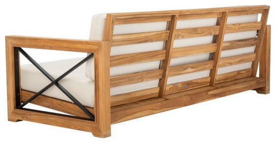 Safavieh Curacao Indoor-Outdoor Brazilian Teak 3-Seat Sofa