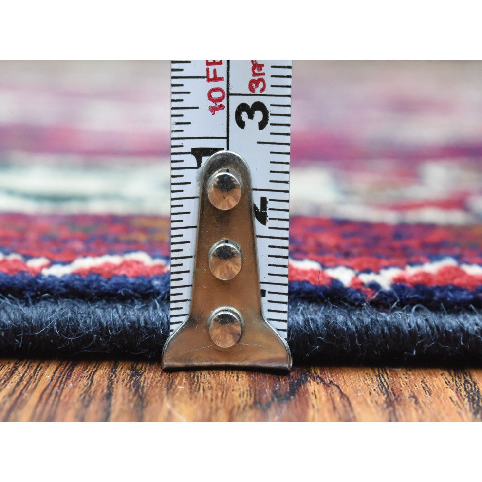 Red Afghan Khamyab Soft and Velvety Wool Hand Knotted Wide Runner Rug, 3'x12'5"
