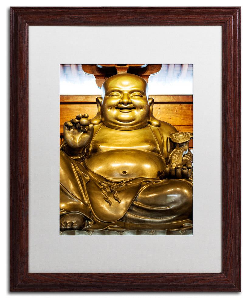 Philippe Hugonnard 'Gold Buddha' Art, Wood Frame, White Matte, 20"x16"