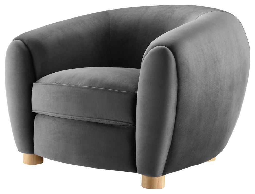Armchair Accent Chair, Velvet, Dark Gray, Modern, Living Lounge Hospitality