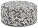 Chenille Upholstered Round Ottoman, Floral Multi