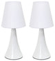 Valencia Color 2-Pack Mini Touch Table Lamps Set With Fabric Shade, White
