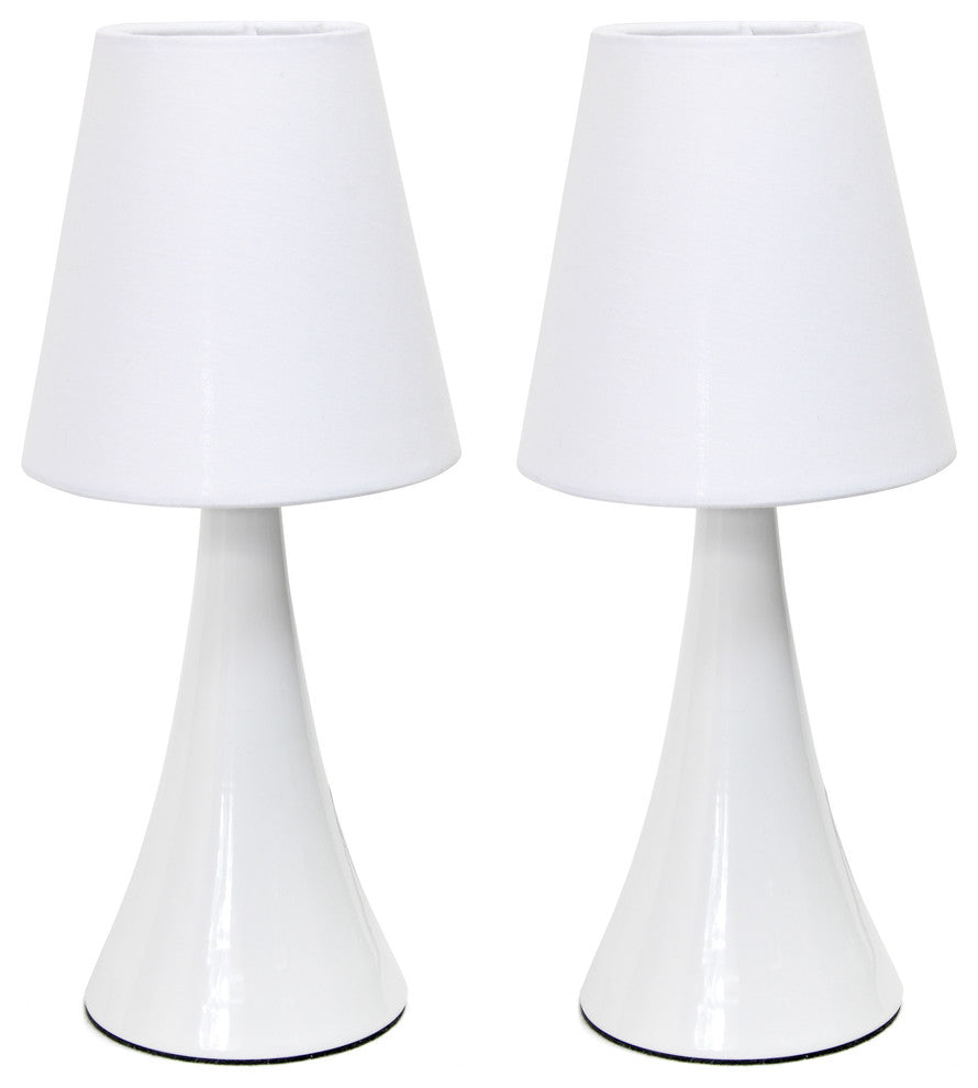 Valencia Color 2-Pack Mini Touch Table Lamps Set With Fabric Shade, White