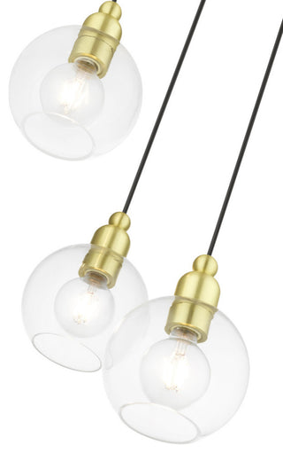 Downtown 3 Light Satin Brass Sphere Multi Pendant