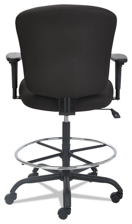 Contemporary Office Chair, Tall Design With Padded Seat & Chrome Footrest, Black