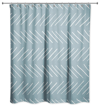 Modern Chevron Shower Curtain, Blue and White