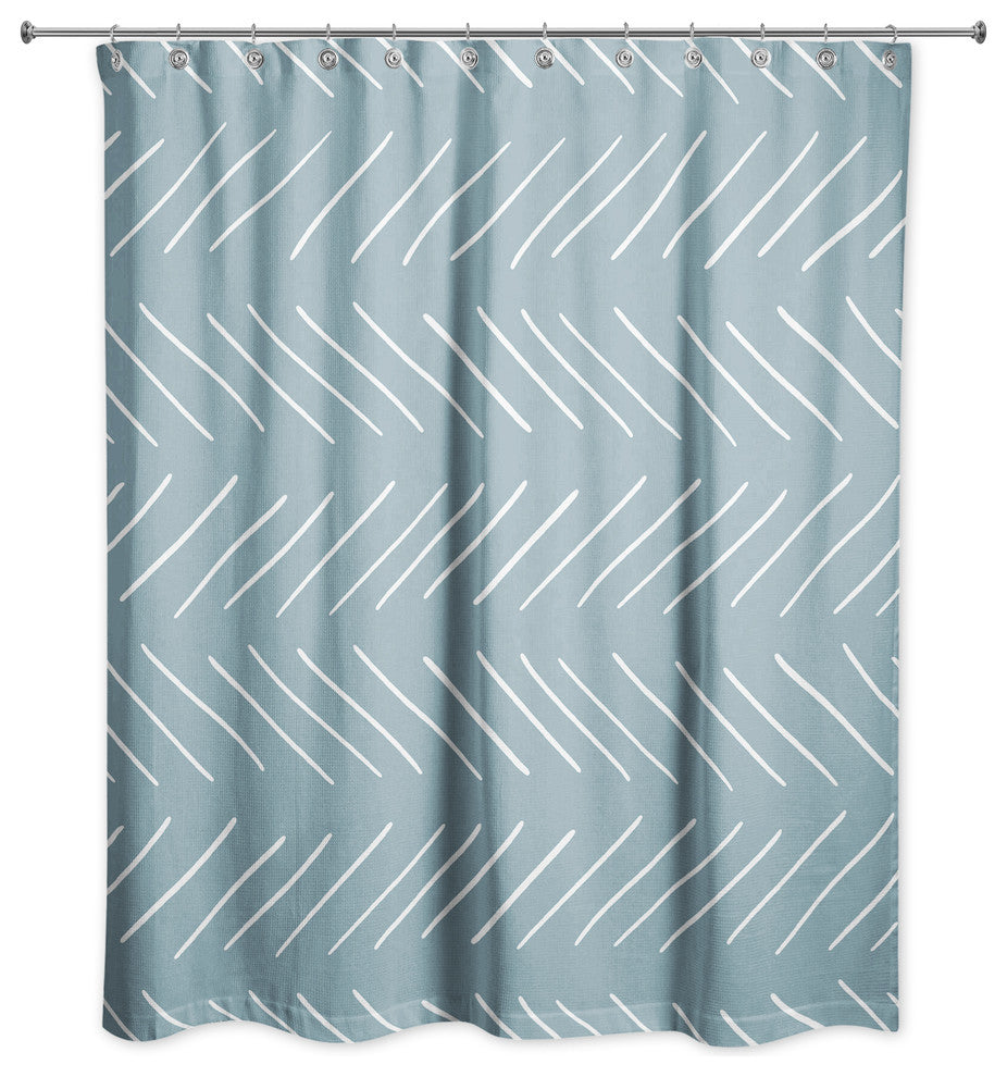 Modern Chevron Shower Curtain, Blue and White