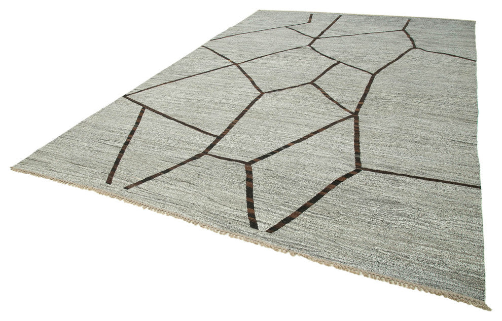 Rug N Carpet - Handmade Turkish 9' 10'' x 14' 8'' Modern Design Wool Kilim Rug