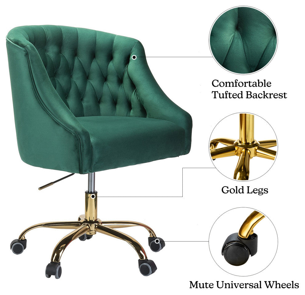 Home Office Swivel Chair with Button-Tufted Back, Green