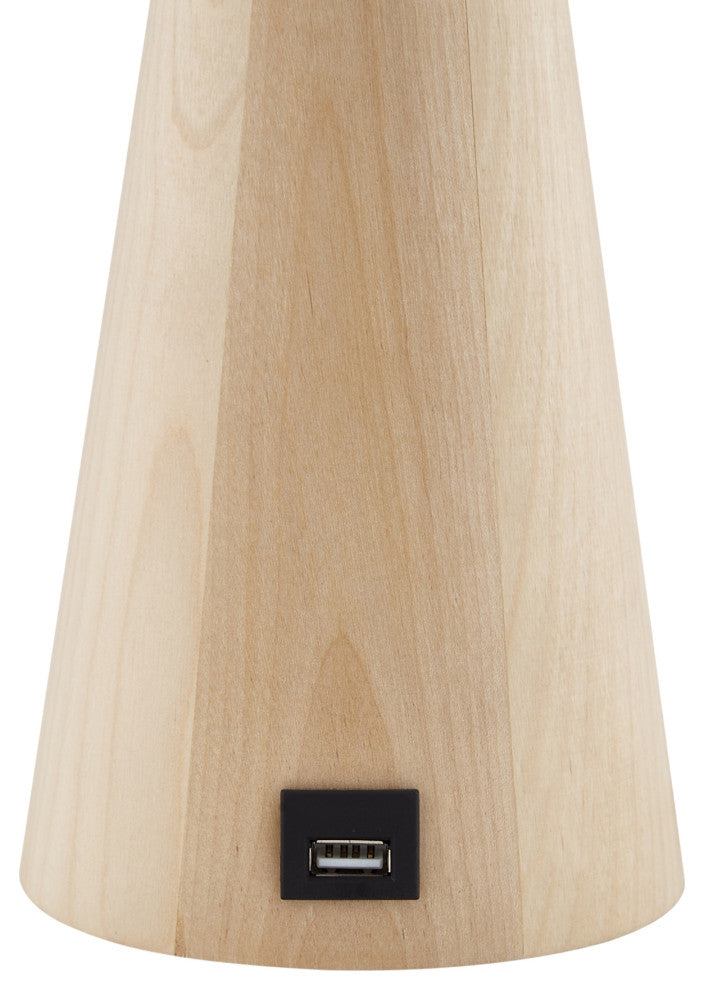 Inspired Home Ileana Table Lamp, USB Charger, Ivory