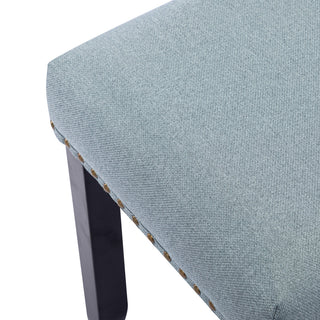 Decorative Nails Upholstered Bench, Lightgreen