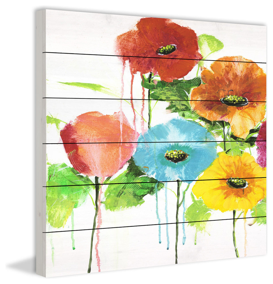 "Cheery Bloomers II" by Julie Joy Painting Print White Wood, 32x32