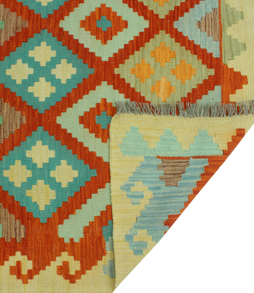 Sangat Flatweave Morris Red/Beige Rug, 6'9 x 9'9