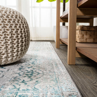Tidal Modern Strie' Area Rug, Gray/Turquoise, 3 X 5