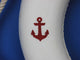 Classic Decorative Anchor Lifering, White With Red Bands, 20''