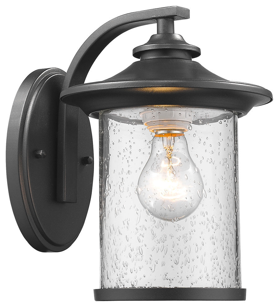 Liam Transitional 1-Light Outdoor Wall Sconce, Black, 11" Height