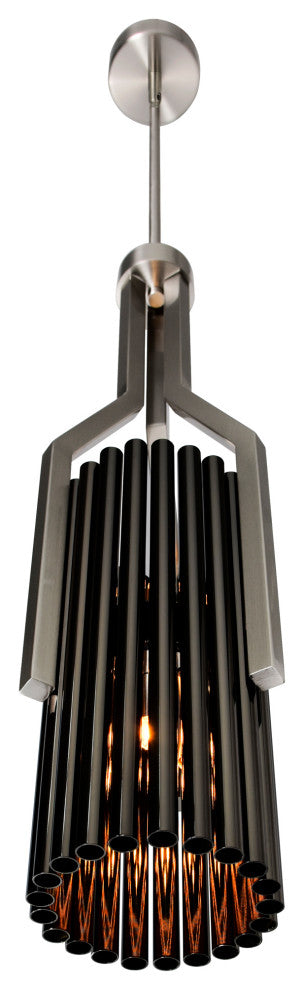 Fermont 6 Light Satin Nickel and Pearl Black Mini Pendant