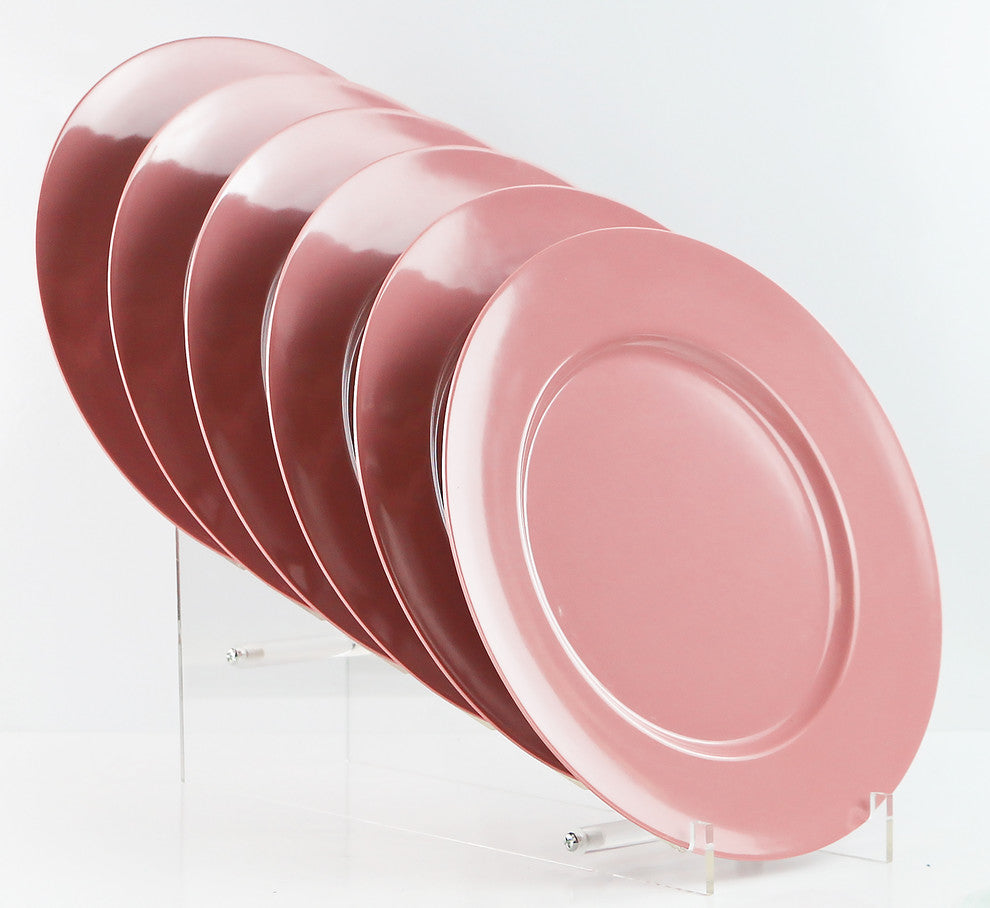 6-Piece Melamine Dinner Plate Set, Pink