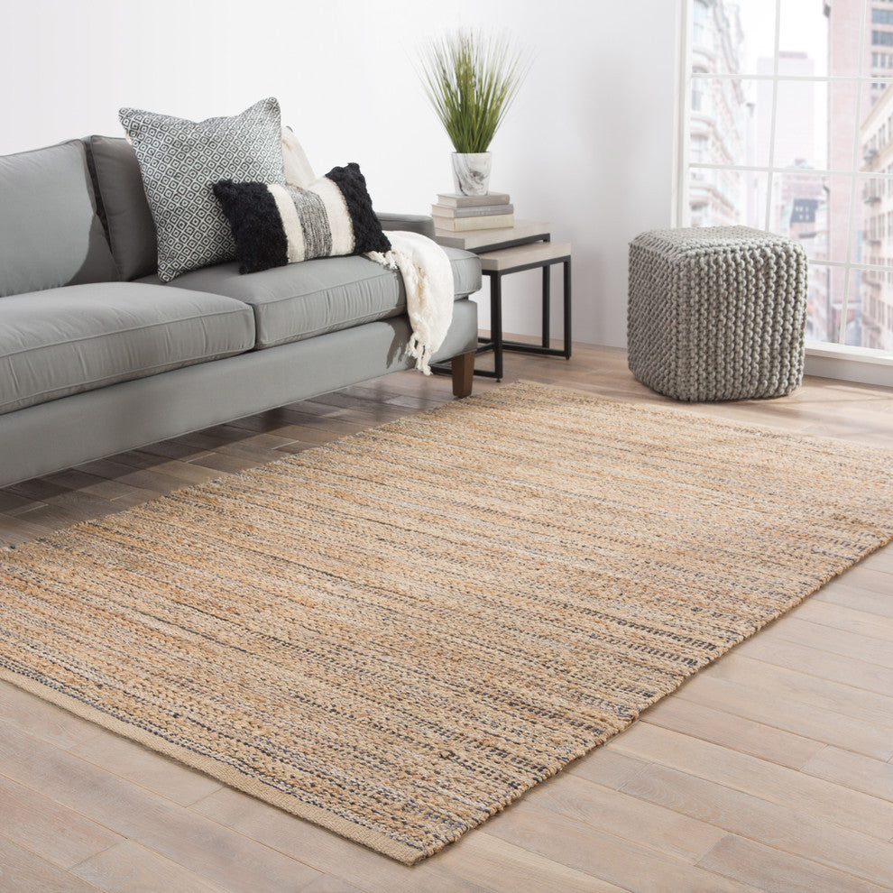 Jaipur Living Canterbury Natural Solid Tan/ Navy Area Rug 2'6"X4'
