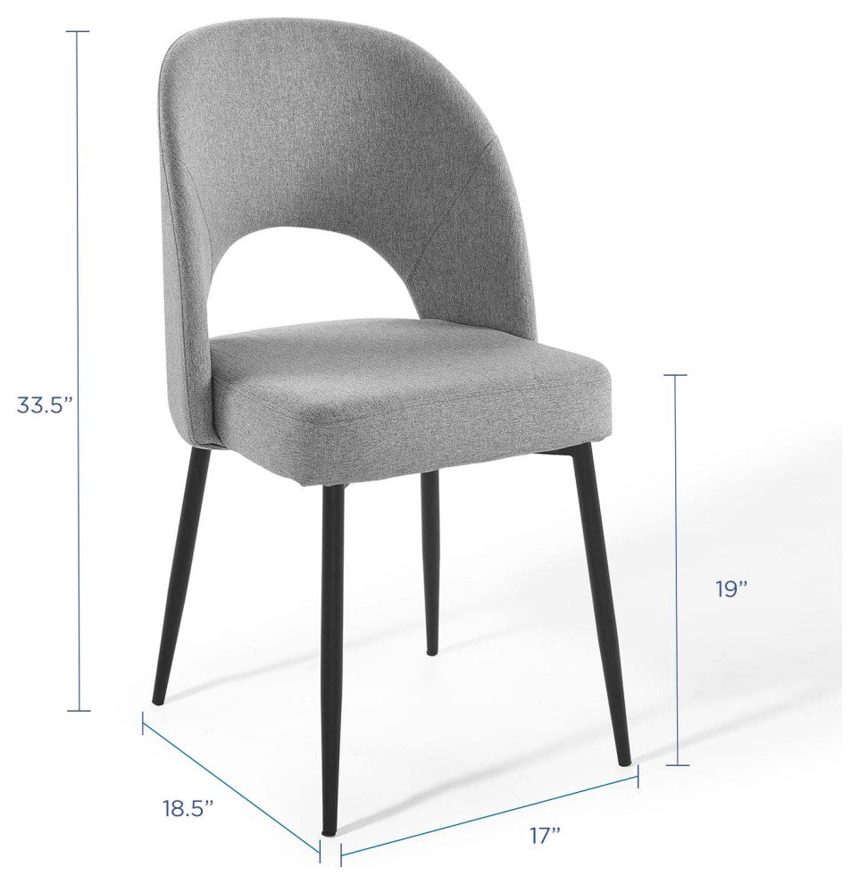 Rouse Dining Side Chair Upholstered Fabric Set of 2-Black Light Gray